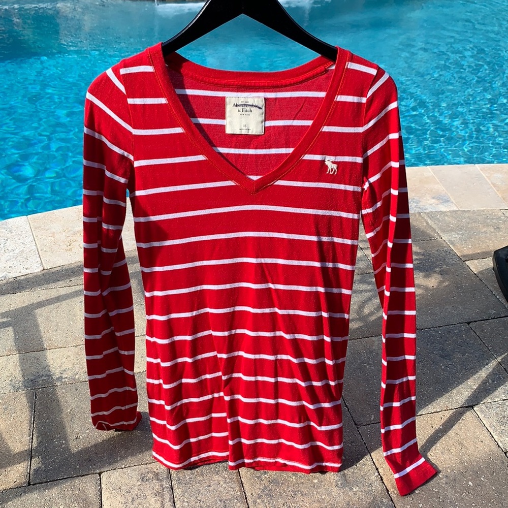 Red and white striped Abercrombie long sleeved t.